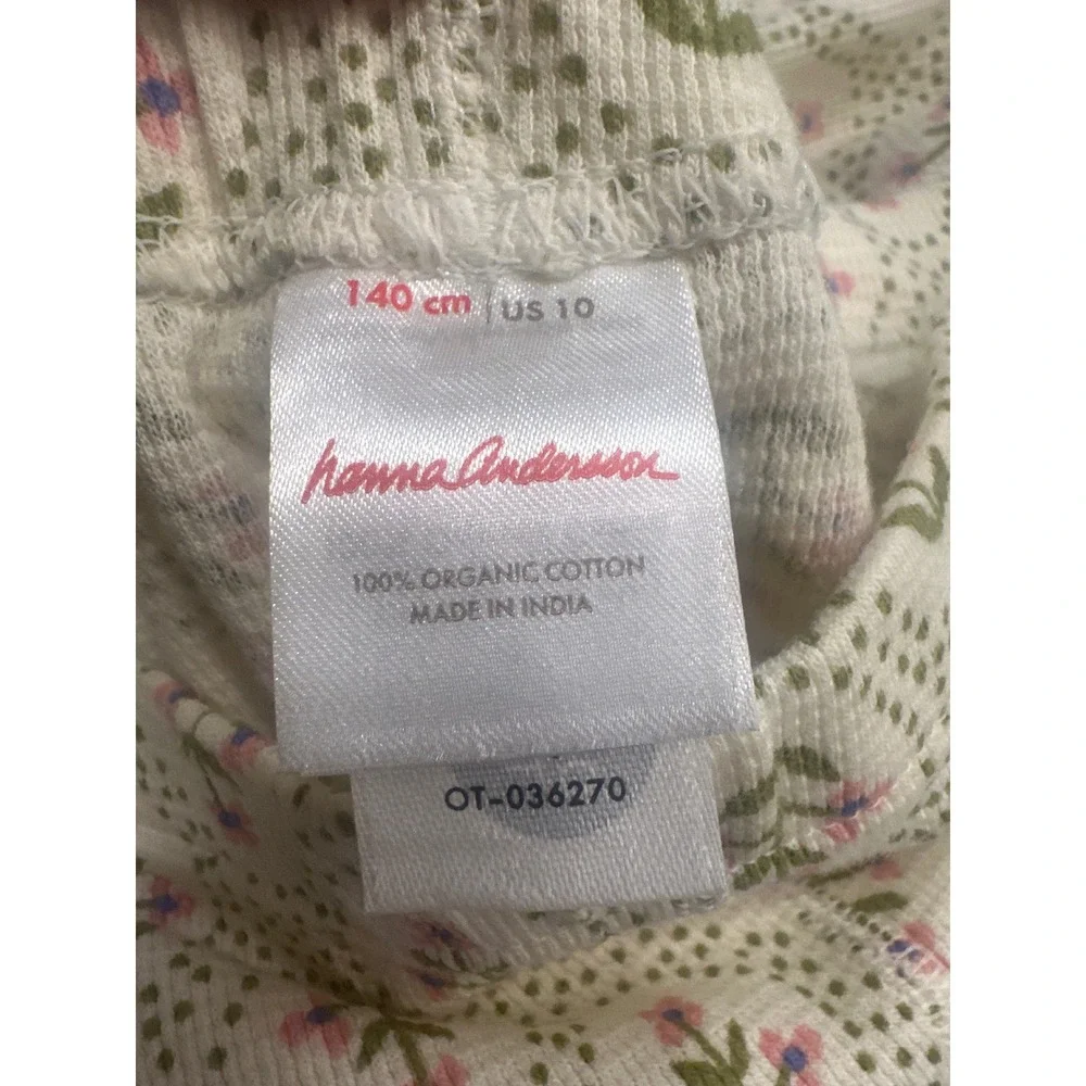 Hanna Andersson Girls Floral Waffle Knit Henley Pajama Set Organic Cotton Sz 10